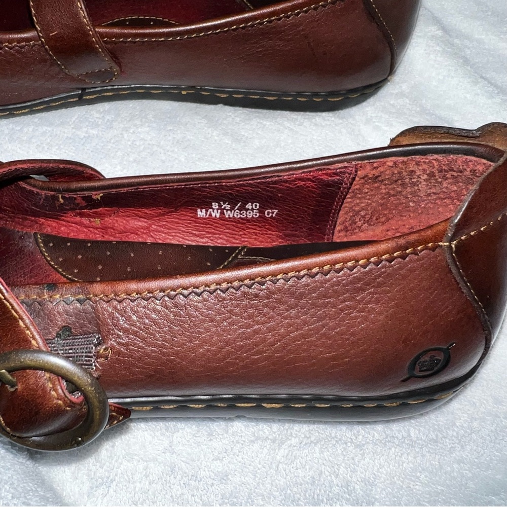 Born Brown Leather Mary Jane Flats - Picture 2 of 3